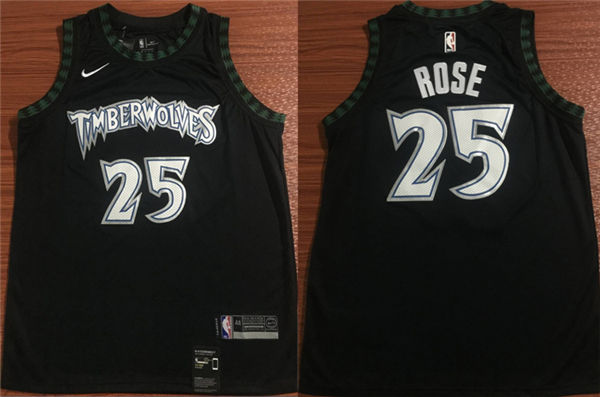  NBA Minnesota Timberwolves #25 Derrick Rose Jersey New Season Black Jersey