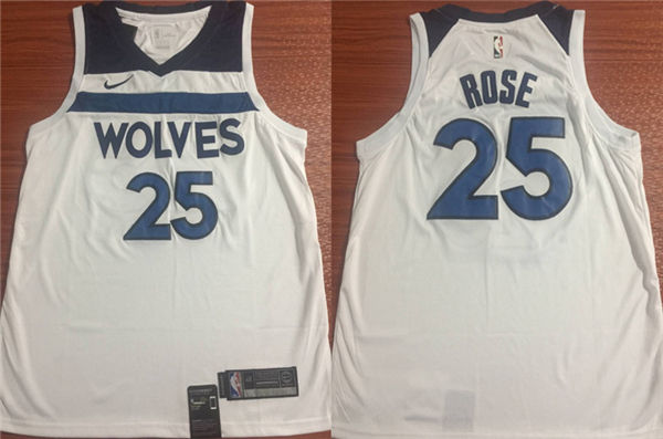  NBA Minnesota Timberwolves #25 Derrick Rose Jersey New Season White Jersey