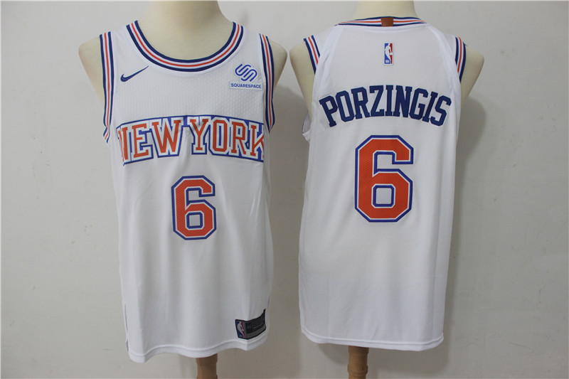  NBA New York Knicks #6 Kristaps Porzingis Jersey 2017 18 New Season White Jersey