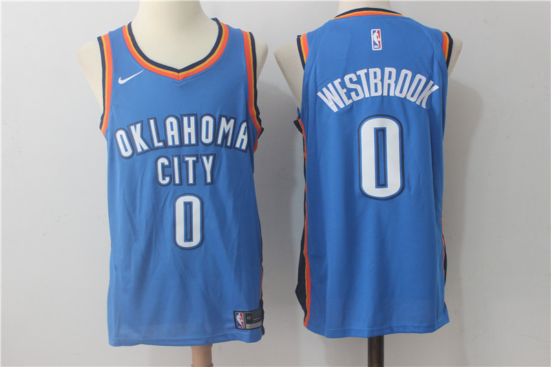  NBA Oklahoma City Thunder #0 Russell Westbrook Jersey 2017 18 New Season Blue Jersey