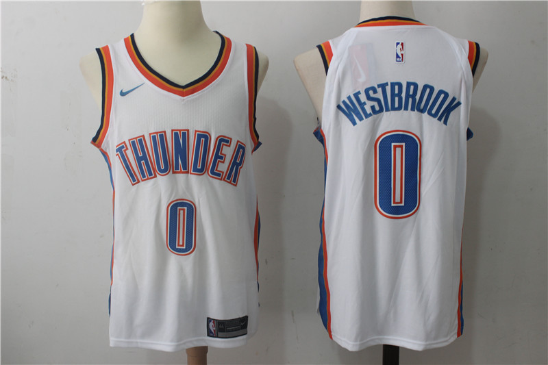  NBA Oklahoma City Thunder #0 Russell Westbrook Jersey 2017 18 New Season White Jersey