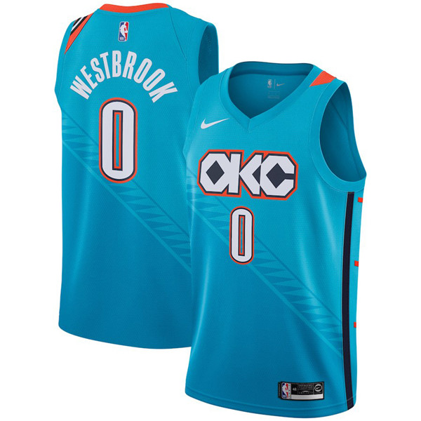  NBA Oklahoma City Thunder #0 Russell Westbrook Jersey 2018 19 New Season City Edition Blue Jersey