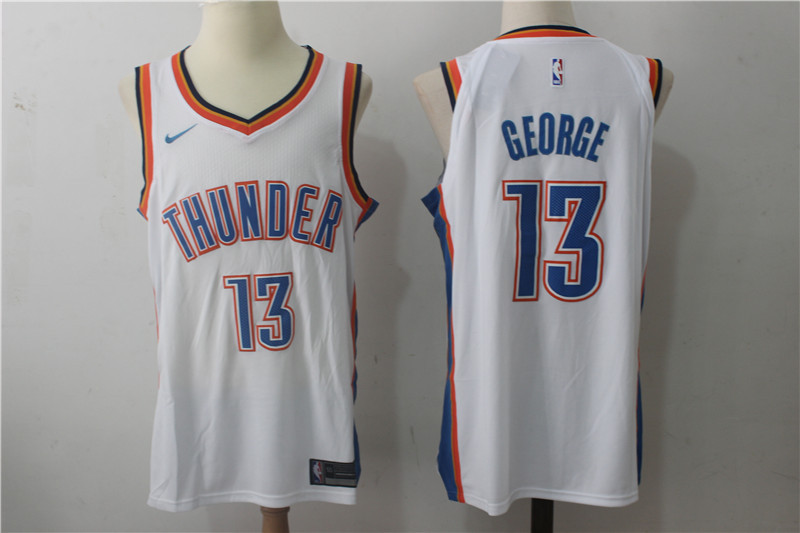  NBA Oklahoma City Thunder #13 Paul George Jersey 2017 18 New Season White Jersey