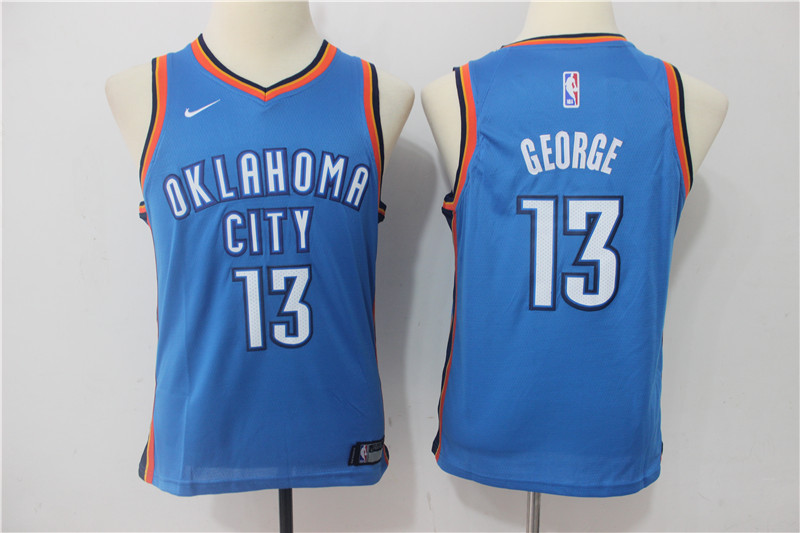  NBA Oklahoma City Thunder #13 Paul George Youth Jersey 2017 18 New Season Blue Jersey