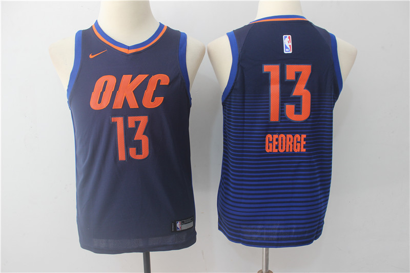  NBA Oklahoma City Thunder #13 Paul George Youth Jersey 2017 18 New Season Purple Jersey