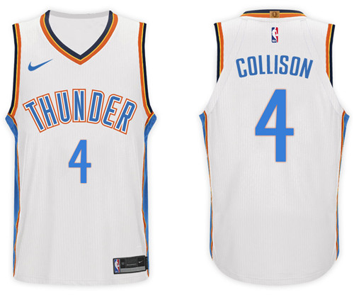  NBA Oklahoma City Thunder #4 Nick Collison Jersey 2017 18 New Season White Jersey