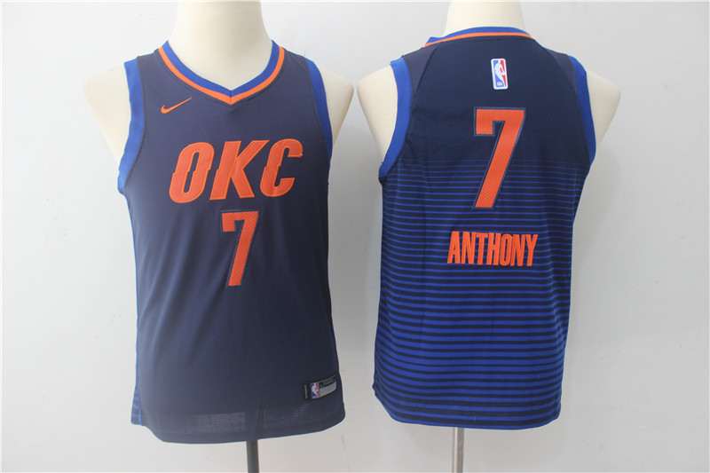  NBA Oklahoma City Thunder #7 Carmelo Anthony Youth Jersey 2017 18 New Season Purple Jersey