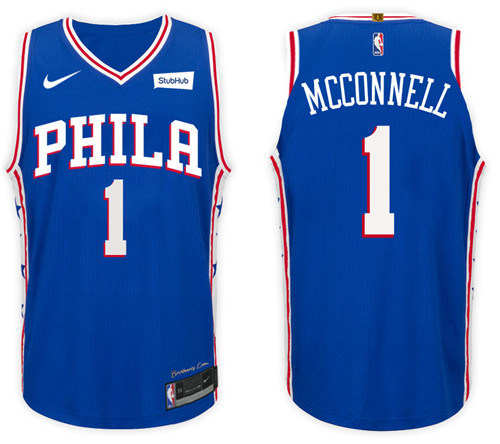  NBA Philadelphia 76ers #1 T.J. McConnell Jersey 2017 18 New Season Blue Jersey