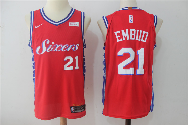  NBA Philadelphia 76ers #21 Joel Embiid Jersey 2017 18 New Season Red Jersey