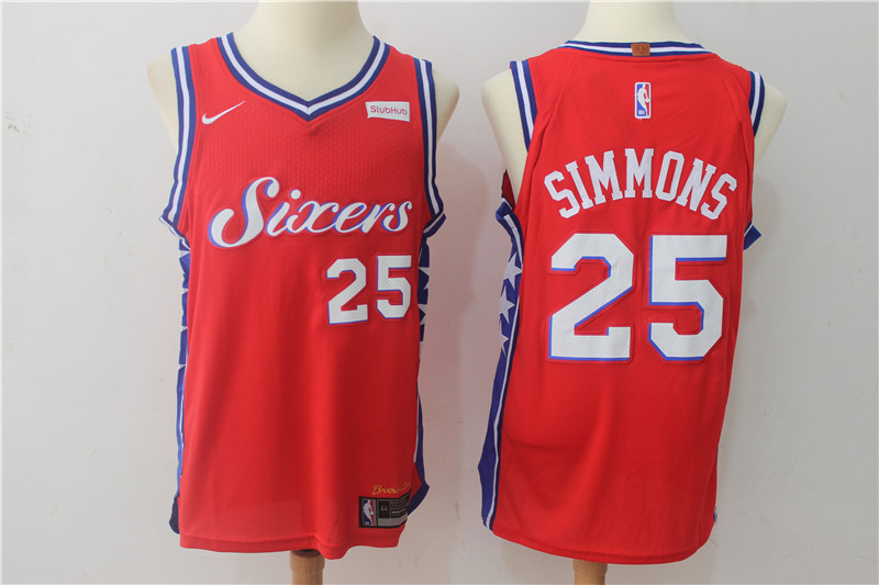  NBA Philadelphia 76ers #25 Ben Simmons Jersey 2017 18 New Season Red Jersey