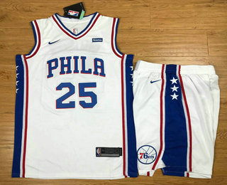  NBA Philadelphia 76ers #25 Ben Simmons White 2017 2018  Swingman Stubhub Stitched NBA Jersey With Shorts