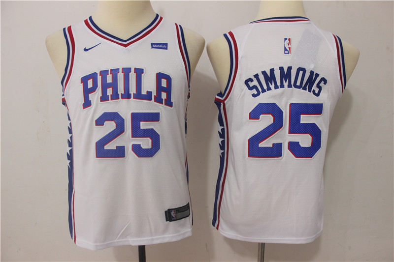  NBA Philadelphia 76ers #25 Ben Simmons Youth Jersey 2017 18 New Season White Jersey