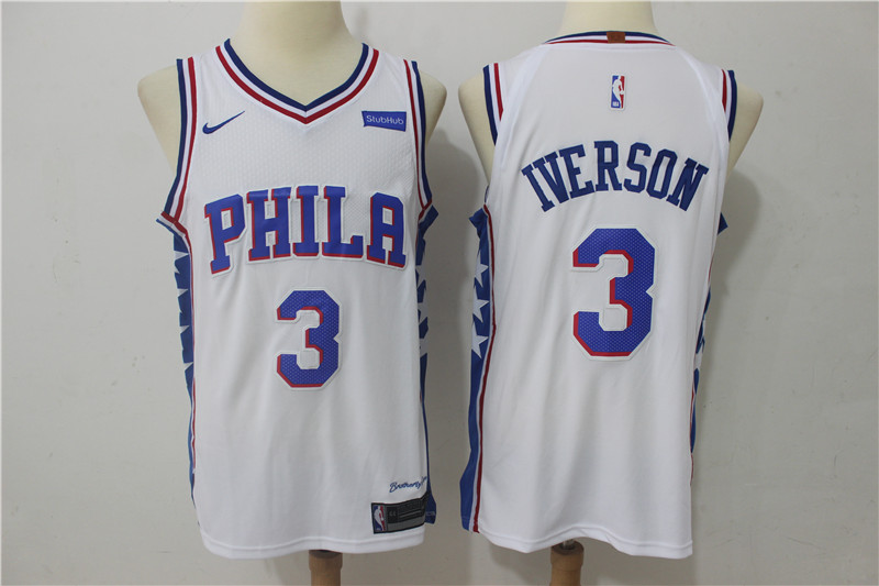  NBA Philadelphia 76ers #3 Allen Iverson Jersey 2017 18 New Season White Jersey