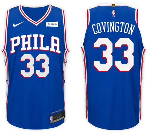  NBA Philadelphia 76ers #33 Robert Covington Jersey 2017 18 New Season Blue Jersey