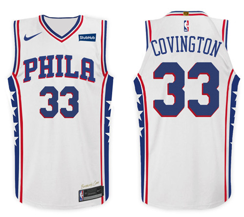  NBA Philadelphia 76ers #33 Robert Covington Jersey 2017 18 New Season White Jersey