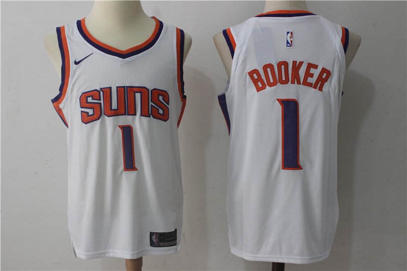  NBA Phoenix Suns #1 Devin Booker Jersey 2017 18 New Season White Jersey