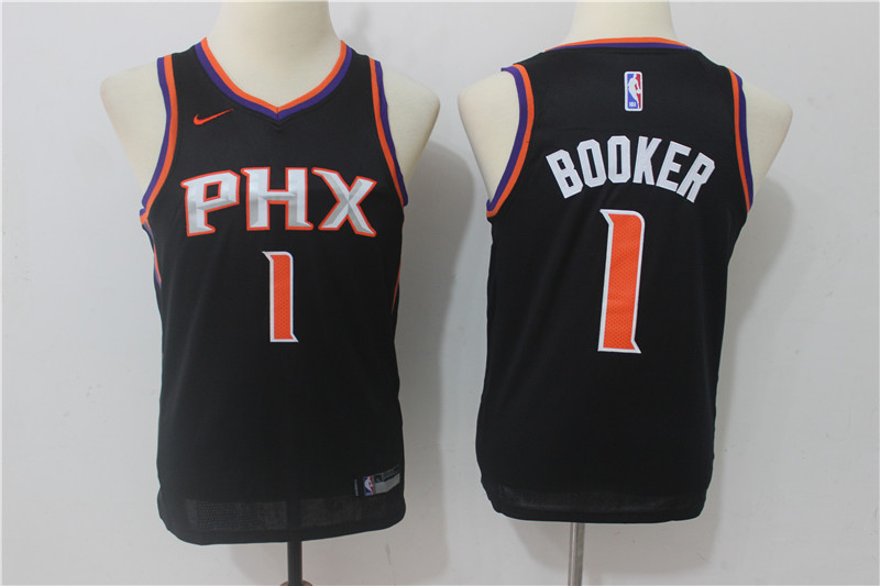  NBA Phoenix Suns #1 Devin Booker Youth Jersey 2017 18 New Season Black Jersey