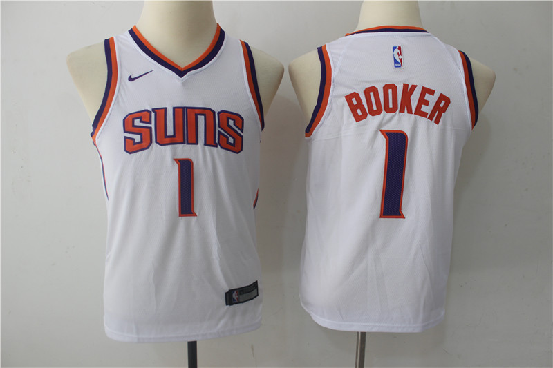  NBA Phoenix Suns #1 Devin Booker Youth Jersey 2017 18 New Season White Jersey