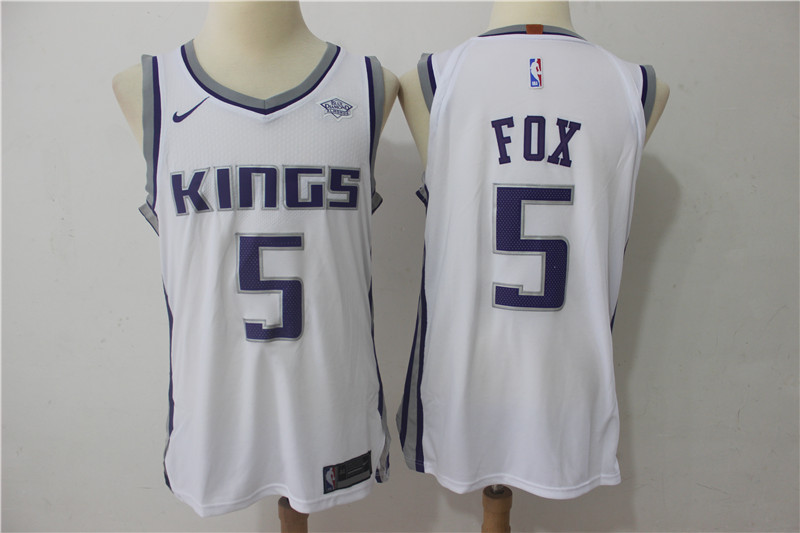  NBA Sacramento Kings #5 De'Aaron Fox Jersey 2017 18 New Season White Jersey