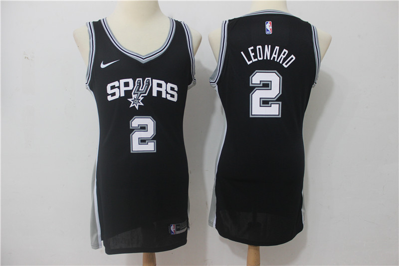  NBA San Antonio Spurs #2 Kawhi Leonard Jersey 2017 18 New Season Black Women dress Jersey