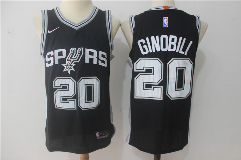  NBA San Antonio Spurs #20 Manu Ginobili Jersey 2017 18 New Season Black Jersey