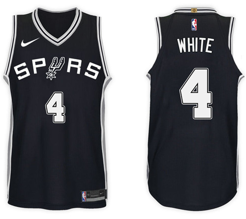  NBA San Antonio Spurs #4 Derrick White Jersey 2017 18 New Season Black Jersey