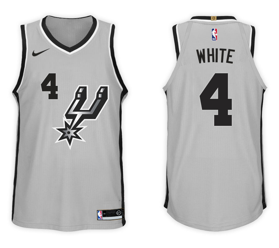  NBA San Antonio Spurs #4 Derrick White Jersey 2017 18 New Season Gray Jersey