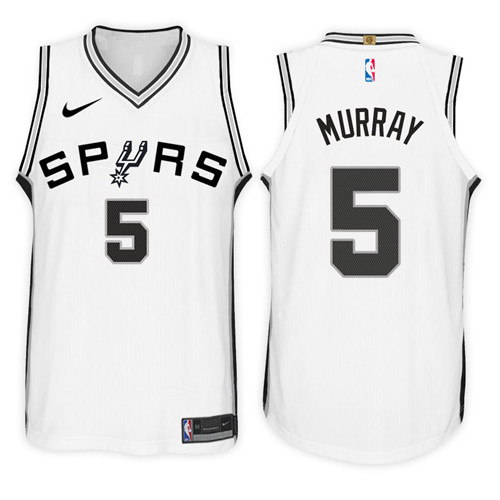  NBA San Antonio Spurs #5 Dejounte Murray Jersey 2017 18 New Season White Jersey