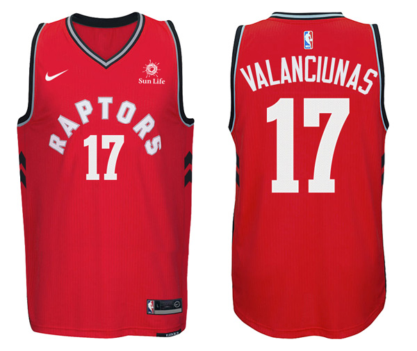  NBA Toronto Raptors #17 Jonas Valanciunas Jersey 2017 18 New Season Red Jersey