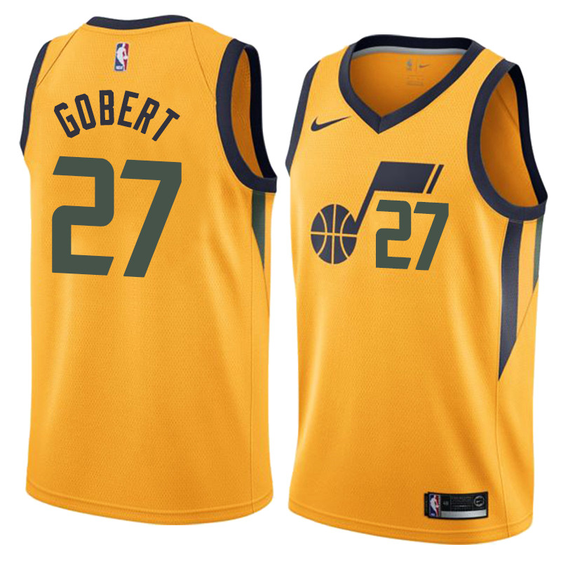  NBA Utah Jazz #27 Rudy Gobert Jersey 2017 18 New Season Yellow Jersey