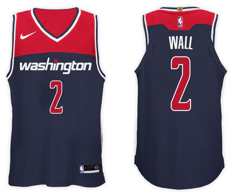  NBA Washington Wizards #2 John Wall Jersey 2017 18 New Season Blue Jersey