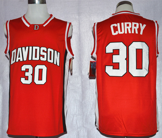  NCAA Davidson College Wildcat 30 Stephen Curry Red Basketball Jerseys