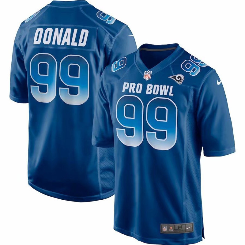  NFC Rams 99 Aaron Donald Royal 2019 Pro Bowl Game Jersey