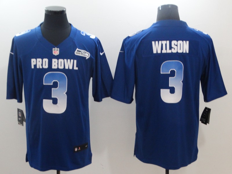  NFC Seahawks 3 Russell Wilson Royal 2018 Pro Bowl Game Jersey