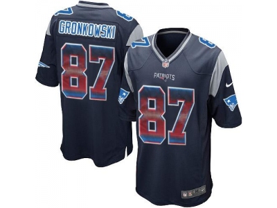  New England Patriots 87 Rob Gronkowski Navy Blue Team Color Men's Stitched NFL Limited Strobe Jersey