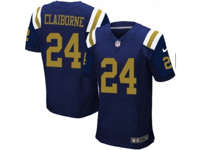  New York Jets 24 Morris Claiborne Elite Navy Blue Alternate NFL Jersey