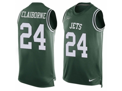  New York Jets 24 Morris Claiborne Limited Green Player Name Number Tank Top NFL Jersey