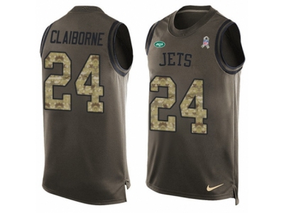  New York Jets 24 Morris Claiborne Limited Green Salute to Service Tank Top NFL Jersey