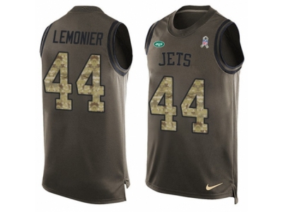  New York Jets 44 Corey Lemonier Limited Green Salute to Service Tank Top NFL Jersey