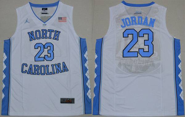  North Carolina 23 Michael jordan White jersey