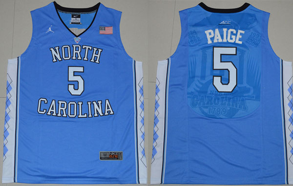 North Carolina 5 Marcus Paige blue jersey