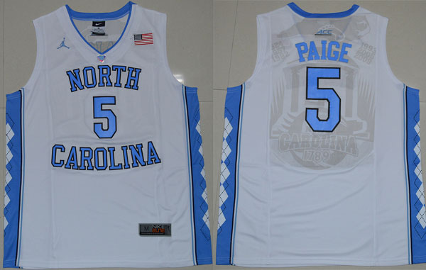  North Carolina 5 Marcus Paige white jersey