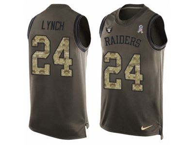  Oakland Raiders 24 Marshawn Lynch Limited Green Salute to Service Tank Top NFL Jersey