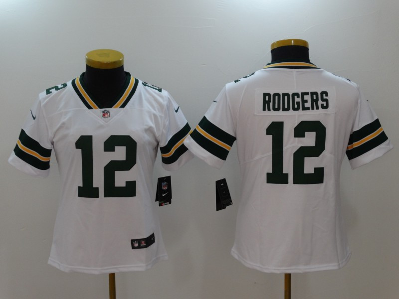  Packers 12 Aaron Rodger White Women Vapor Untouchable Player Limited Jersey