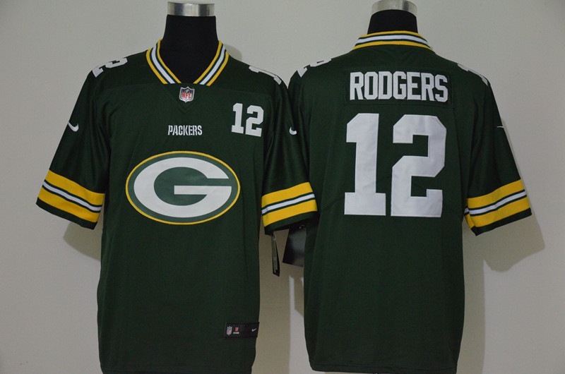Nike Packers 12 Aaron Rodgers Green Team Big Logo Number Vapor Untouchable Limited Jersey