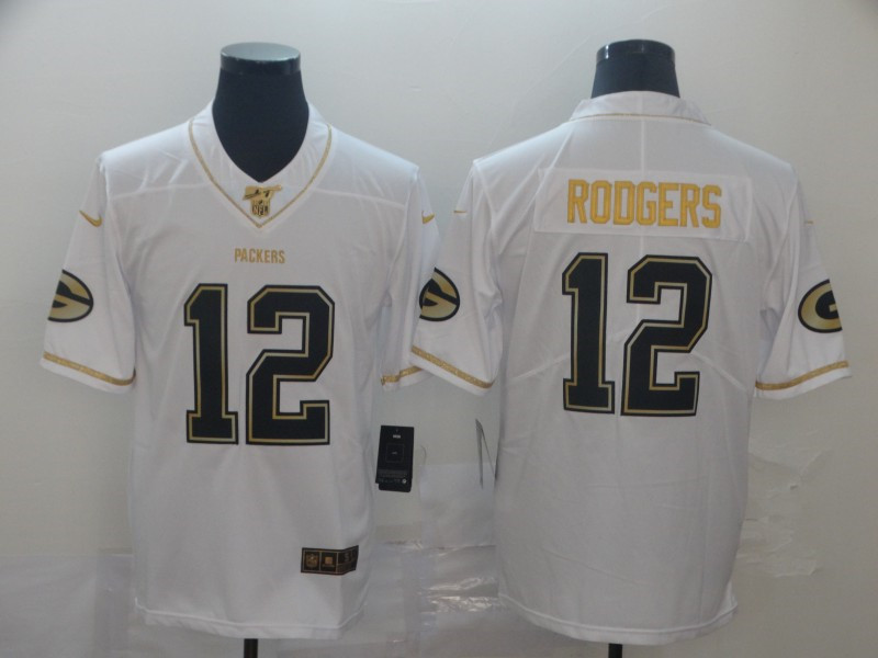 Nike Packers 12 Aaron Rodgers White Gold Vapor Untouchable Limited Jersey