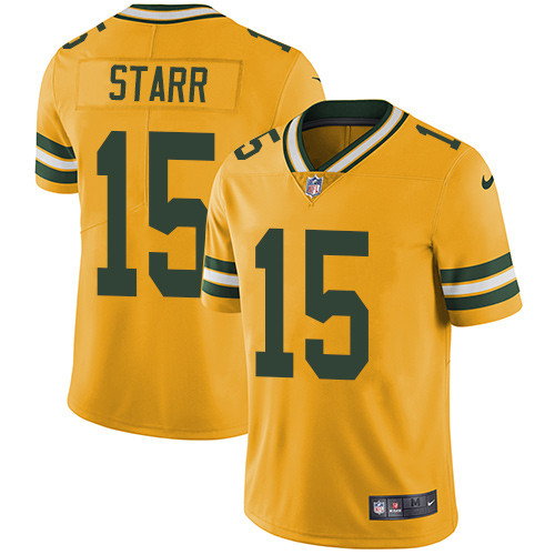  Packers 15 Bart Starr Yellow Vapor Untouchable Player Limited Jersey