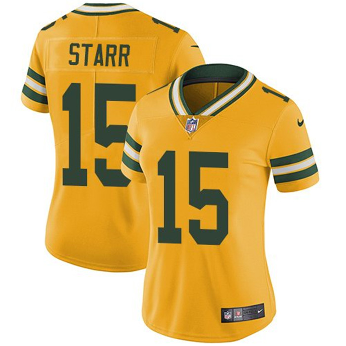  Packers 15 Bart Starr Yellow Women Vapor Untouchable Limited Jersey