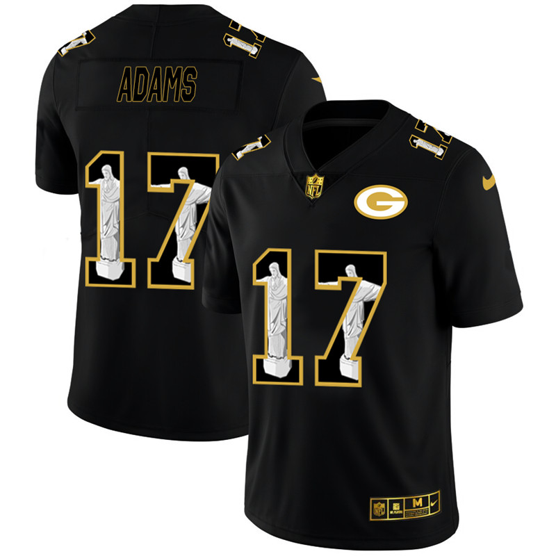 Nike Packers 17 Davante Adams Black Jesus Faith Edition Limited Jersey