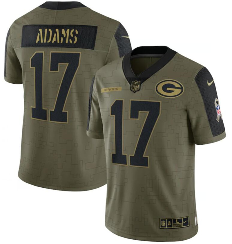 Nike Packers 17 Davante Adams Olive 2021 Salute To Service Limited Jersey